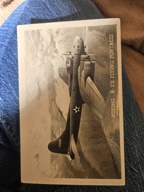American Vintage Black and White B-17E Flying Fortress Aviation Print Rppc